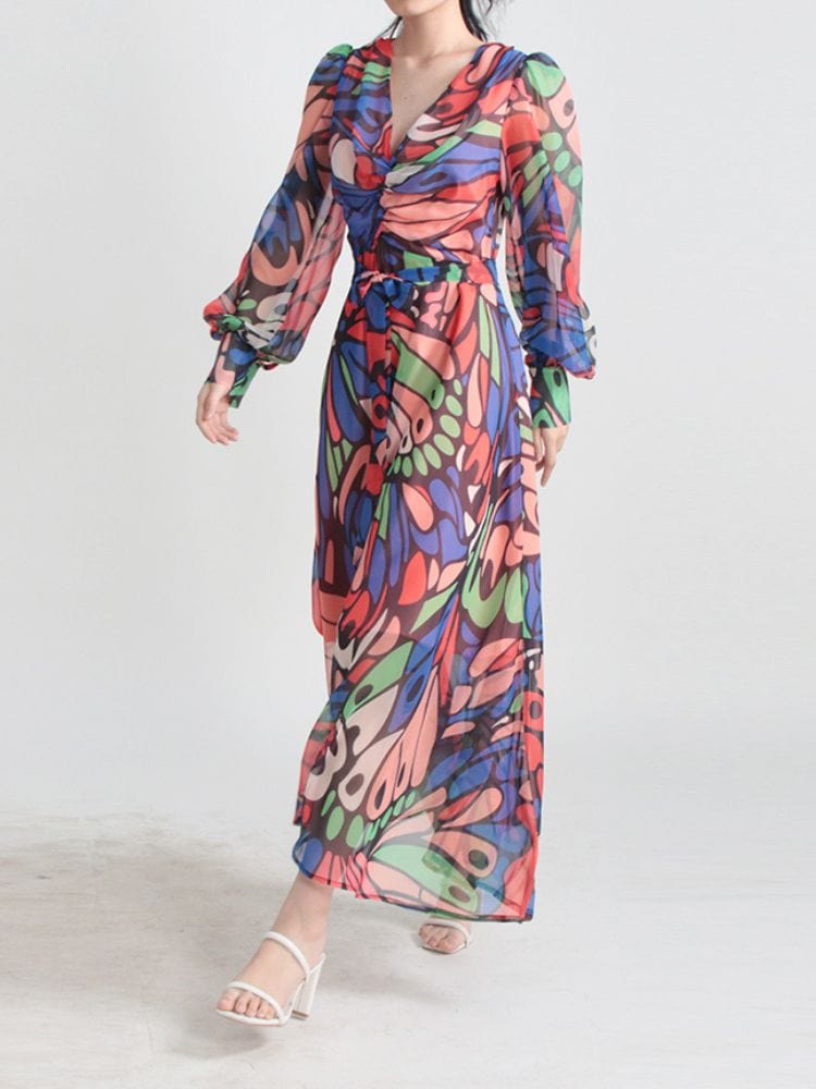 BOHEMIAN THE LABEL  Adele V Neck Long Sleeve Dress