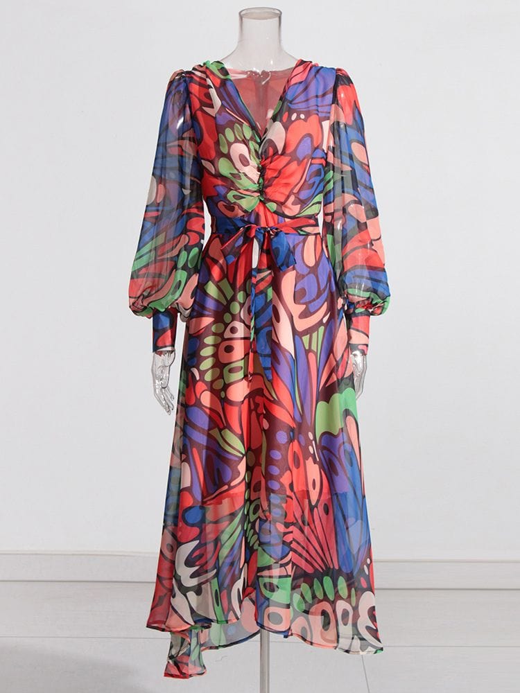 BOHEMIAN THE LABEL  Adele V Neck Long Sleeve Dress