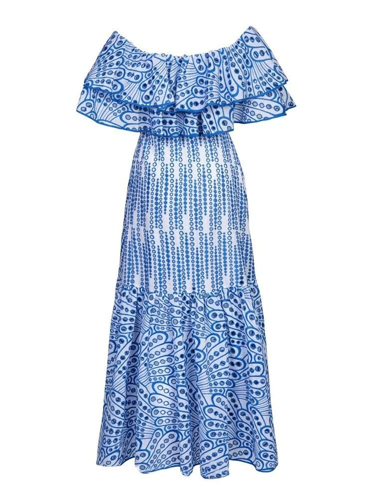 BOHEMIAN THE LABEL BLUE PRINT / S Nicole Print Midi Dress