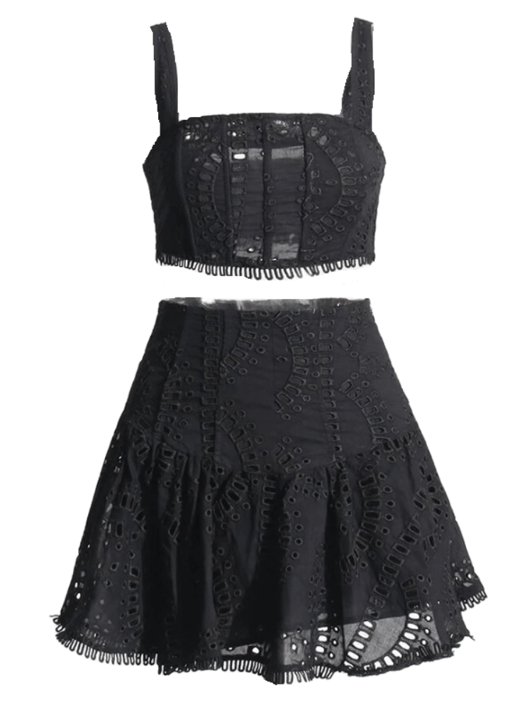 BOHEMIAN THE LABEL  CLASSIC BLACK / S Cora Crop Top and Skirt Set