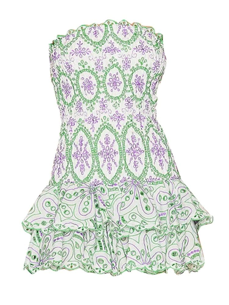 BOHEMIAN THE LABEL GREEN PRINT / S Cora Print Mini Dress