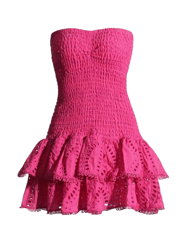 BOHEMIAN THE LABEL HOT PINK / S Cora Print Mini Dress