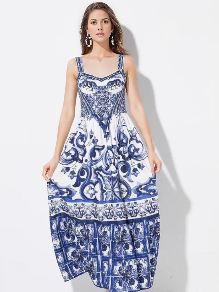 BOHEMIAN THE LABEL  Kim Corset Print Maxi Gown Dress