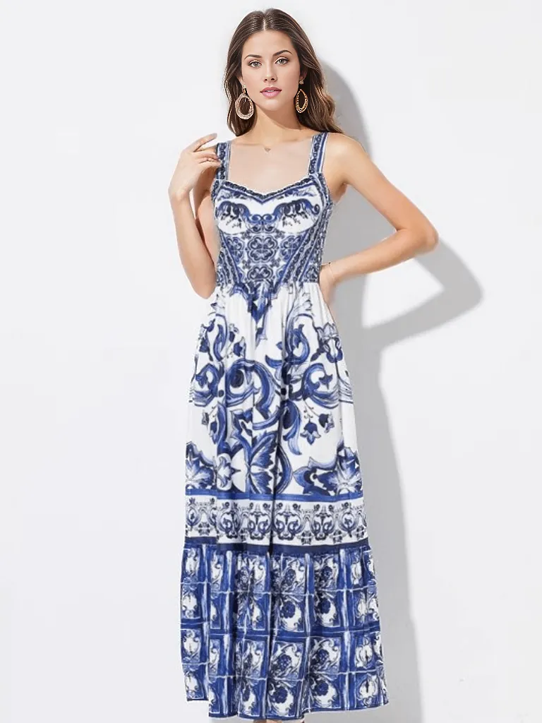 BOHEMIAN THE LABEL  Kim Corset Print Maxi Gown Dress