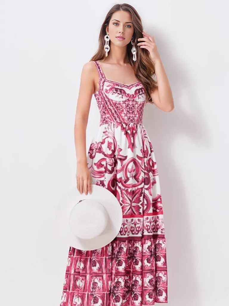 BOHEMIAN THE LABEL  Kim Corset Print Maxi Gown Dress