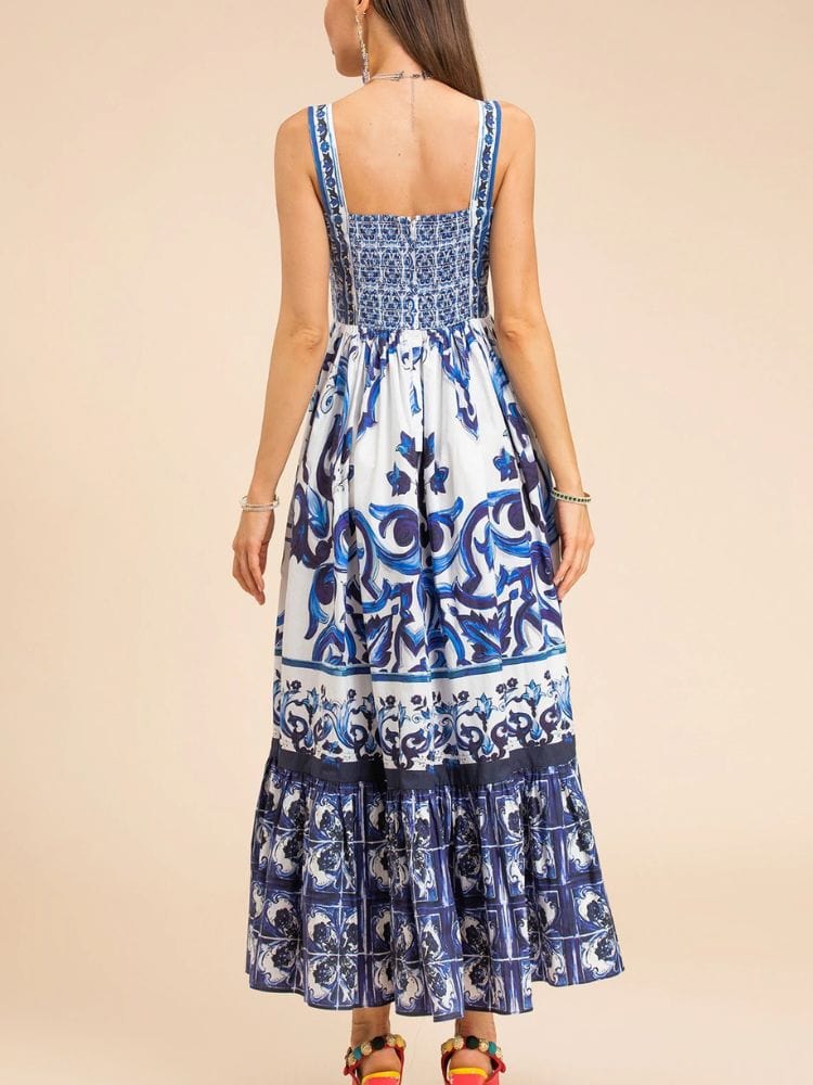 BOHEMIAN THE LABEL Kim Corset Print Midi Dress