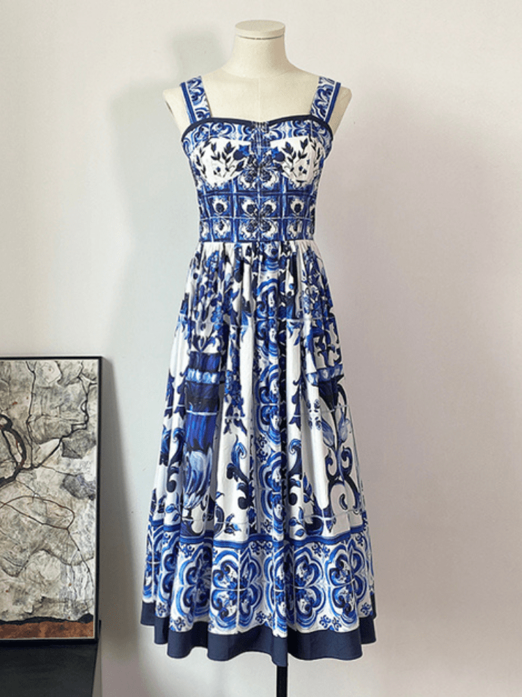 BOHEMIAN THE LABEL Kim Corset Print Midi Dress