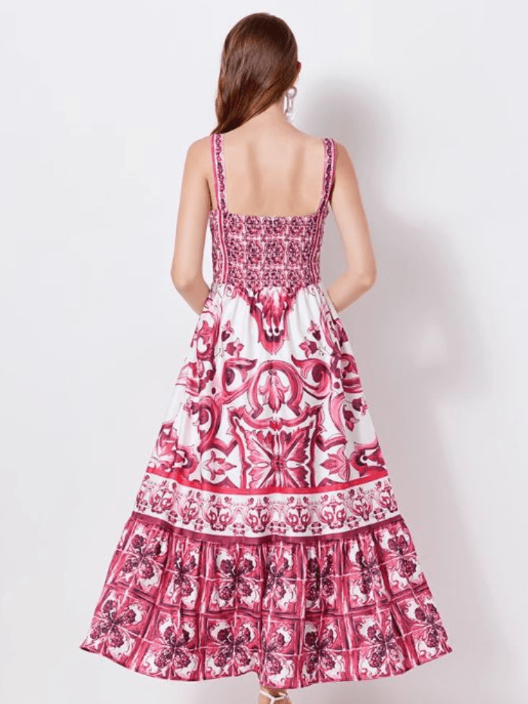 BOHEMIAN THE LABEL Kim Corset Print Midi Dress