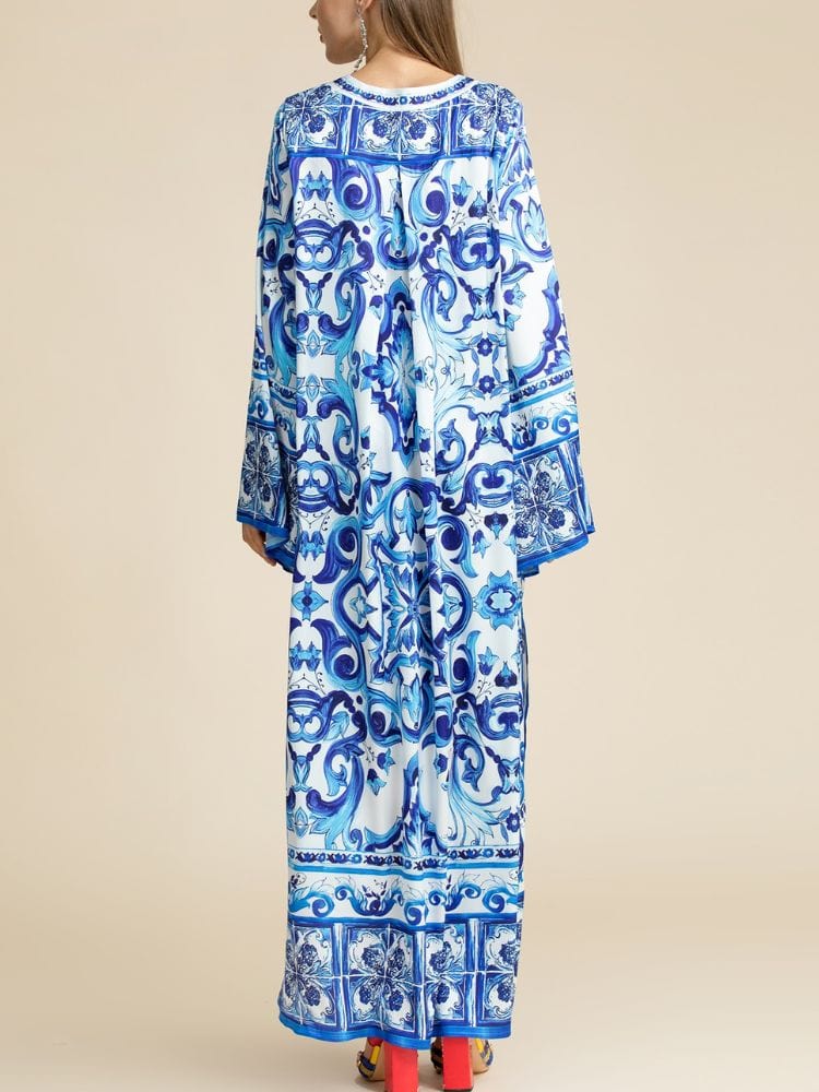 BOHEMIAN THE LABEL  Kim Lantern Long Sleeve Print Gown Dress