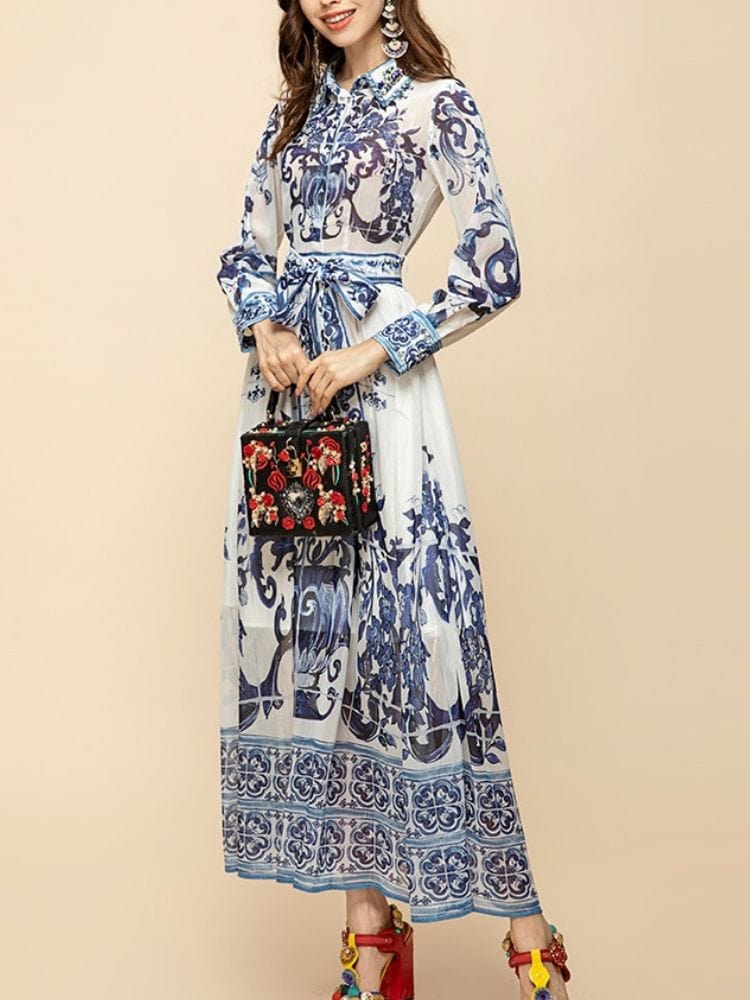 BOHEMIAN THE LABEL  Kim Long Sleeve Print Midi Dress