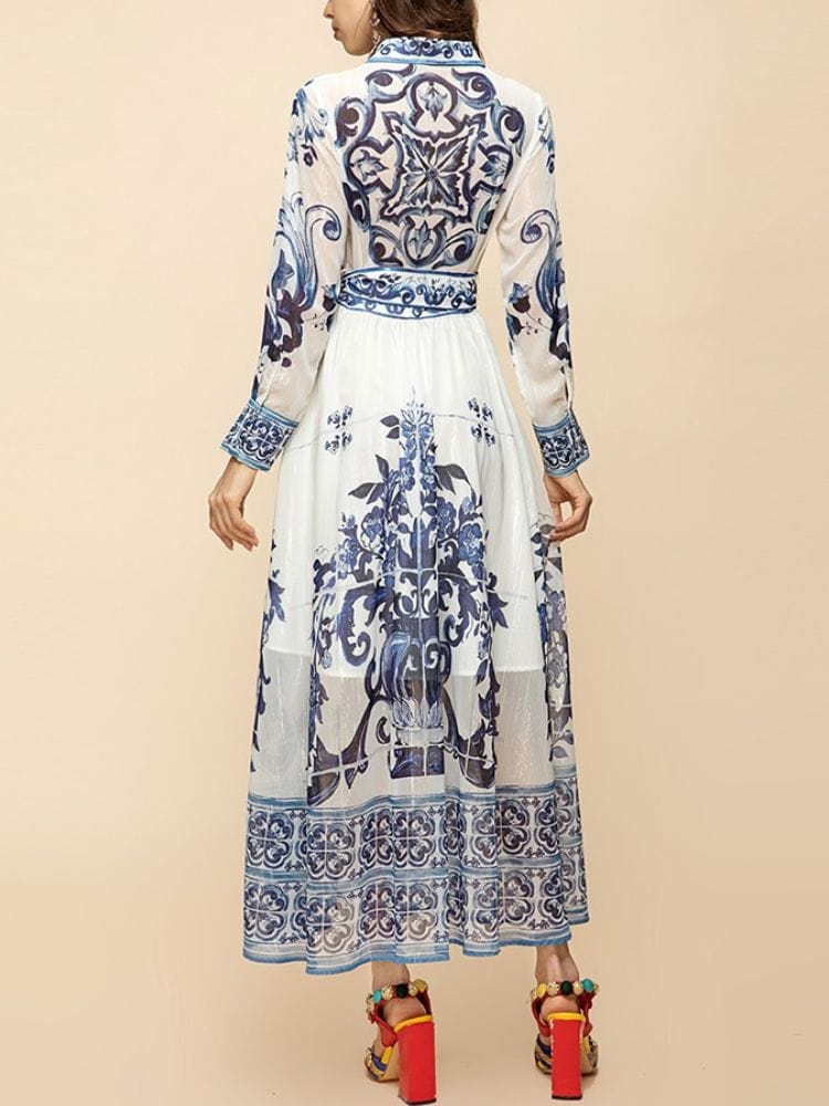 BOHEMIAN THE LABEL  Kim Long Sleeve Print Midi Dress