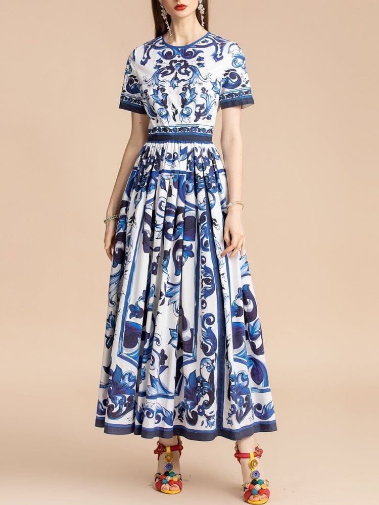 BOHEMIAN THE LABEL  Kim Short Sleeve Print Midi Dress