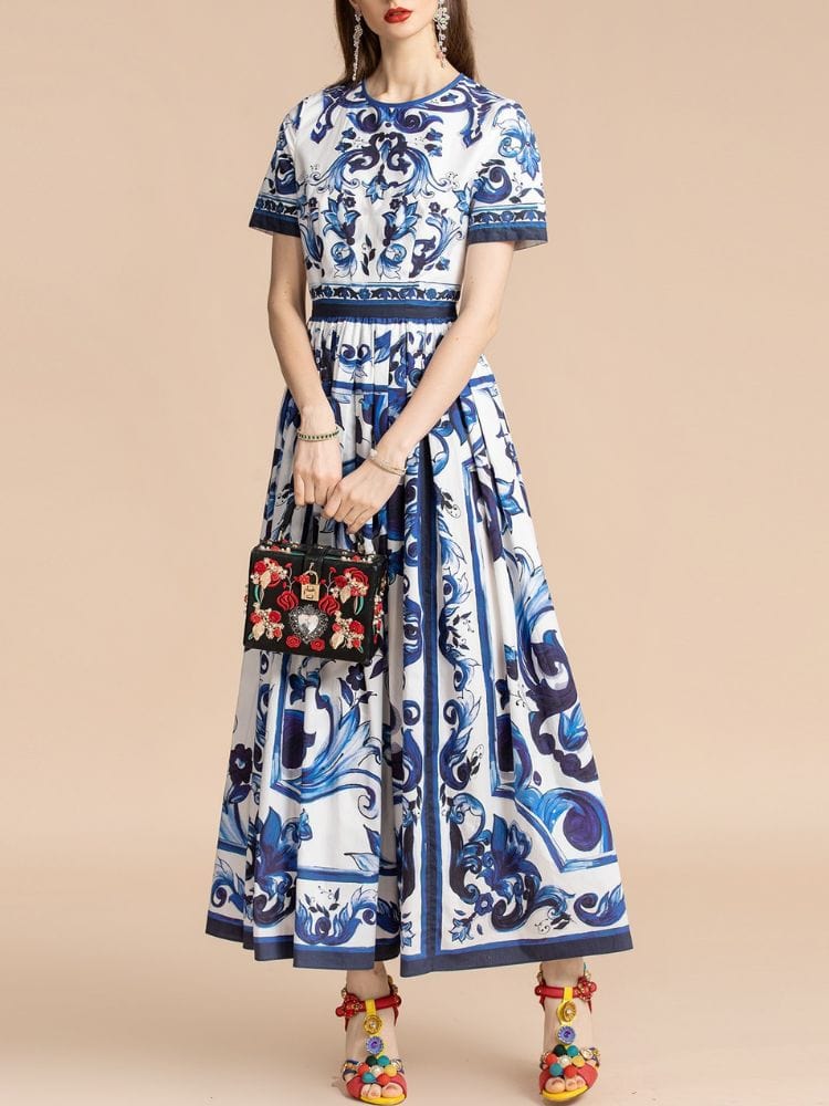 BOHEMIAN THE LABEL  Kim Short Sleeve Print Midi Dress