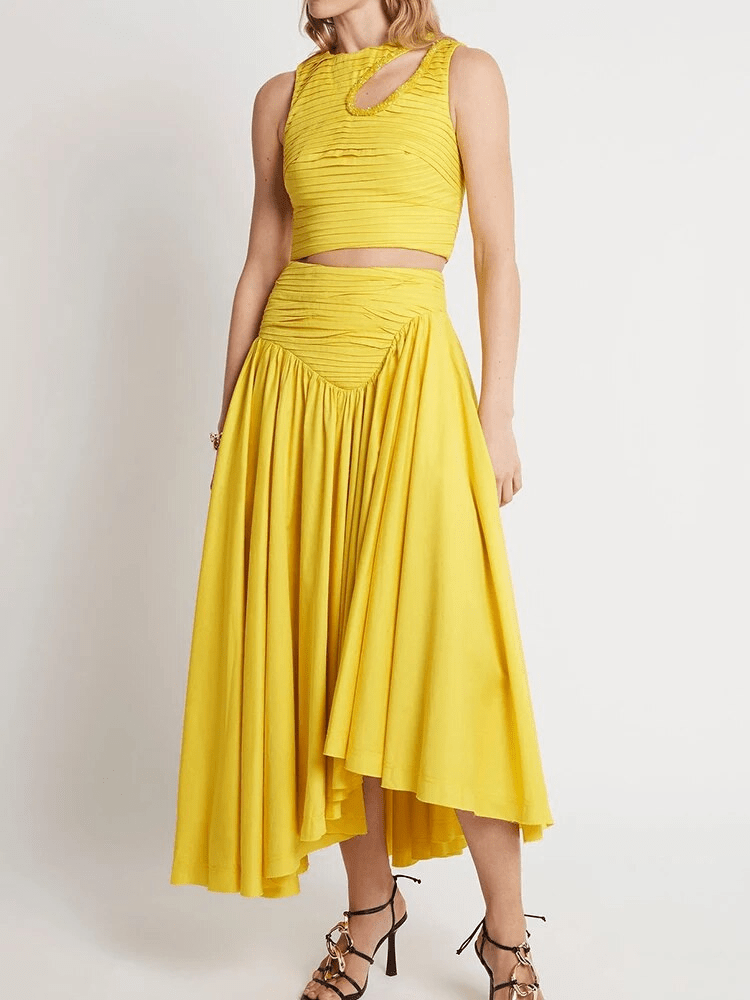 BOHEMIAN THE LABEL Lenni Crop Top and Skirt Set - Green Olive