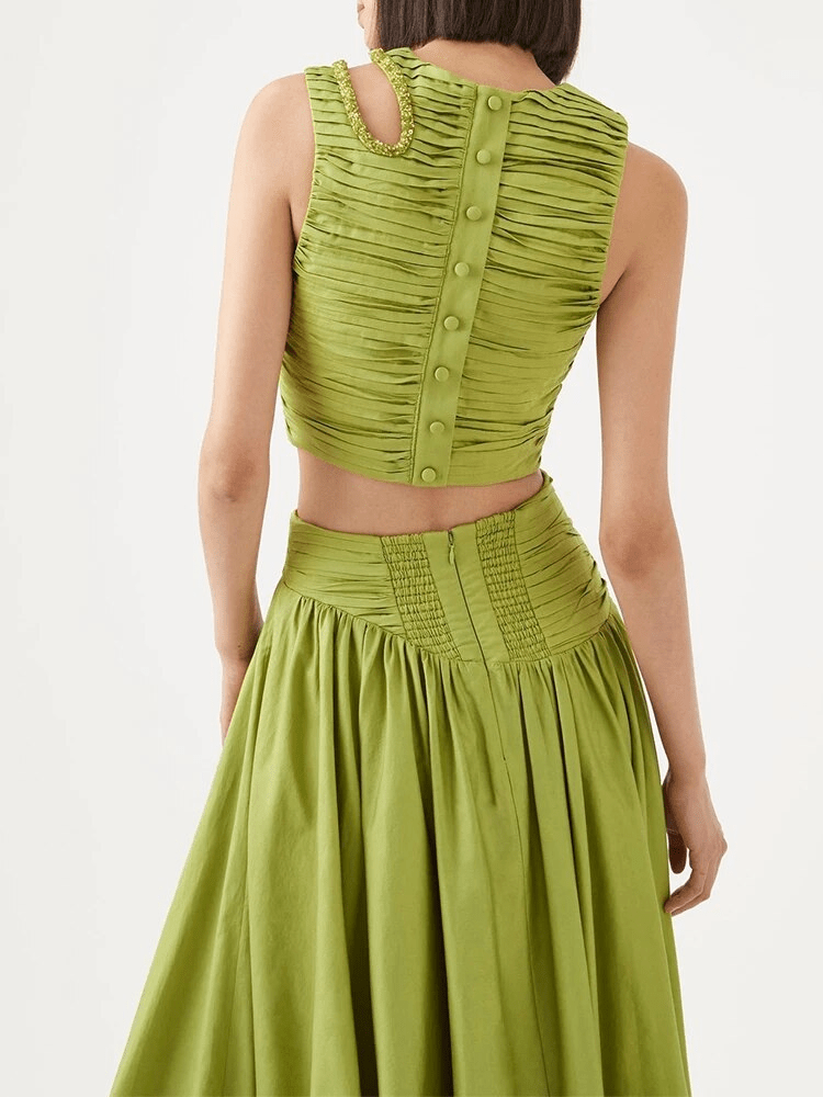 BOHEMIAN THE LABEL Lenni Crop Top and Skirt Set - Green Olive