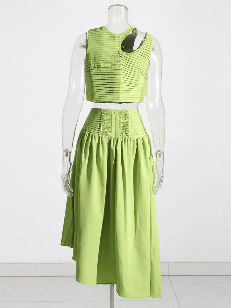 BOHEMIAN THE LABEL Lenni Crop Top and Skirt Set - Green Olive