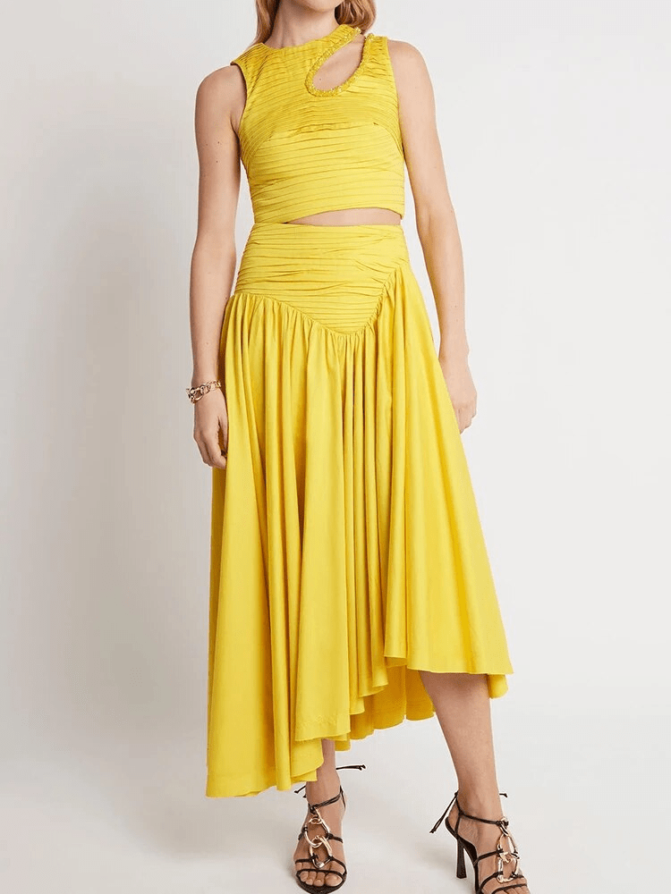 BOHEMIAN THE LABEL  Lenni Crop Top and Skirt Set - Yellow