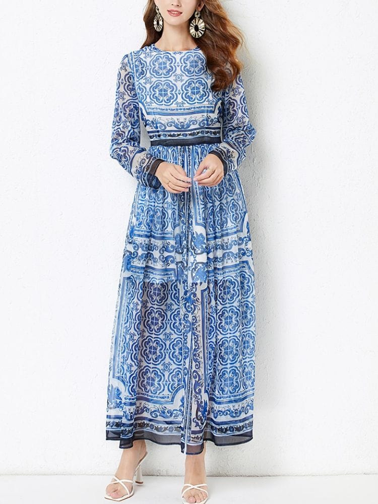 BOHEMIAN THE LABEL  Lucy Long Sleeve Print Midi Dress