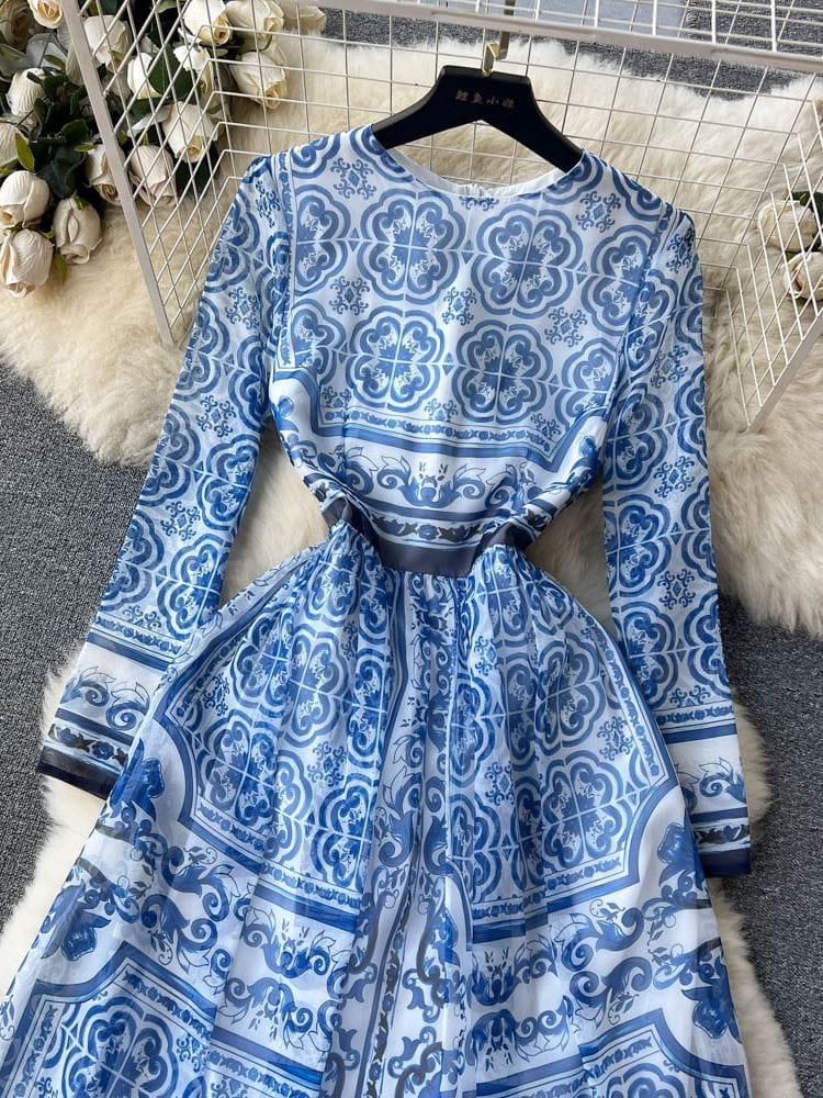 BOHEMIAN THE LABEL  Lucy Long Sleeve Print Midi Dress