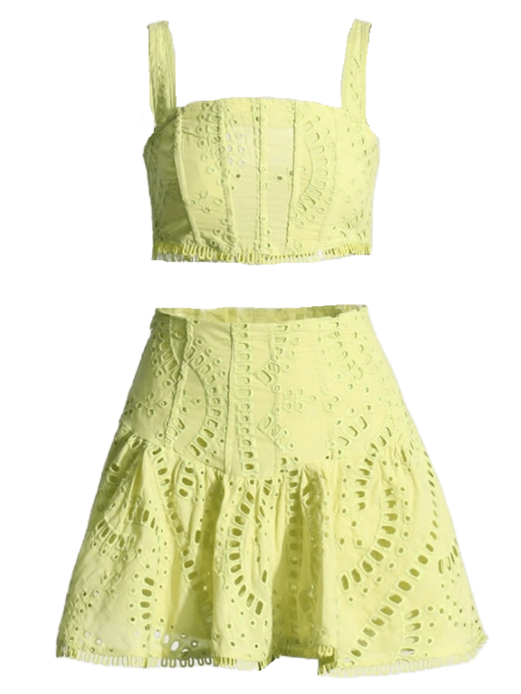 BOHEMIAN THE LABEL  OLIVE GREEN / S Cora Crop Top and Skirt Set