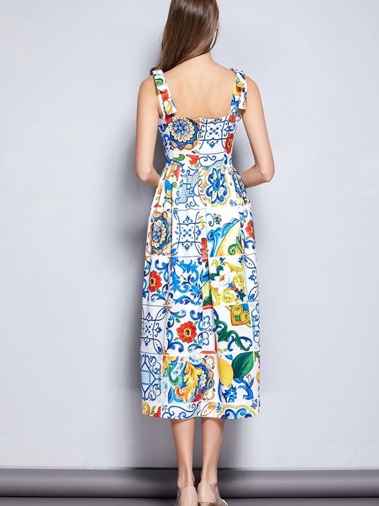 BOHEMIAN THE LABEL Penny Corset Print Midi Dress