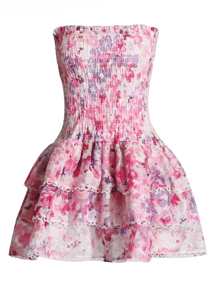 BOHEMIAN THE LABEL VIOLET / S Cora Strapless Print Mini Dress - Floral