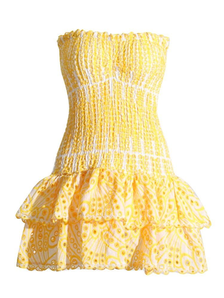 BOHEMIAN THE LABEL YELLOW PRINT / S Cora Strapless Print Mini Dress - Pink