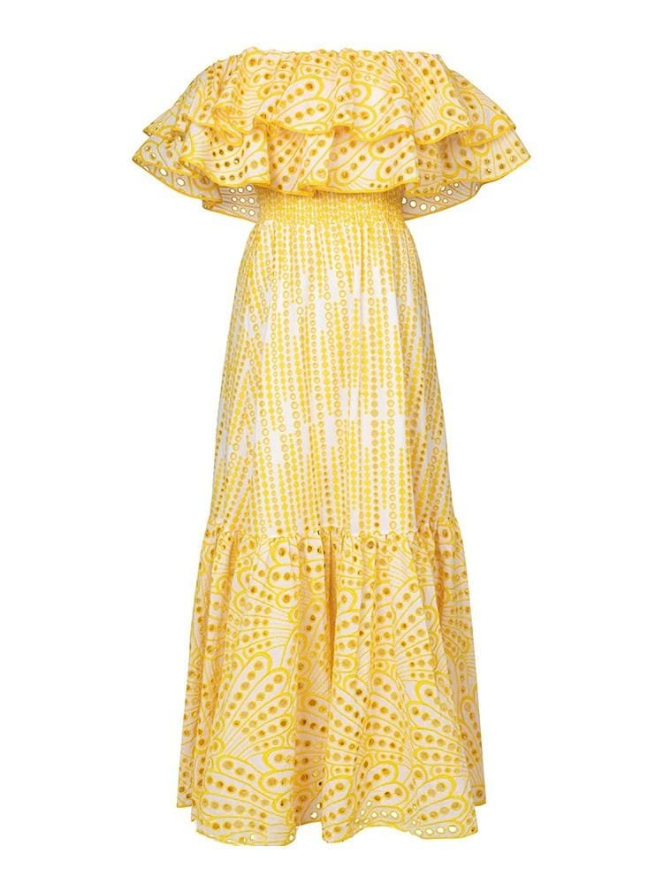 BOHEMIAN THE LABEL YELLOW PRINT / S Nicole Print Midi Dress