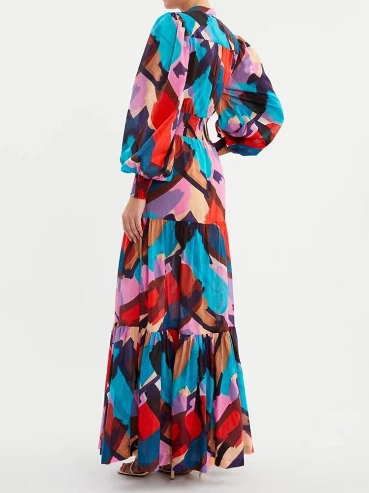 BOHEMIAN THE LABEL  Ane Long Sleeve Print Gown Maxi Dress