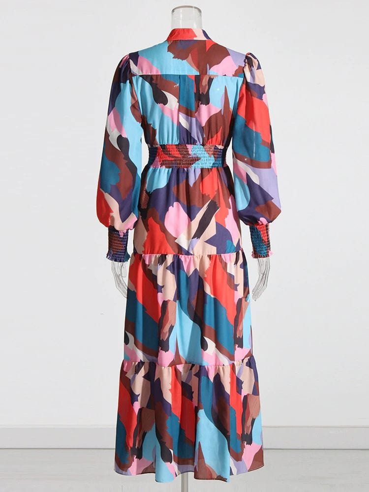 BOHEMIAN THE LABEL Ane Long Sleeve Print Gown Maxi Dress