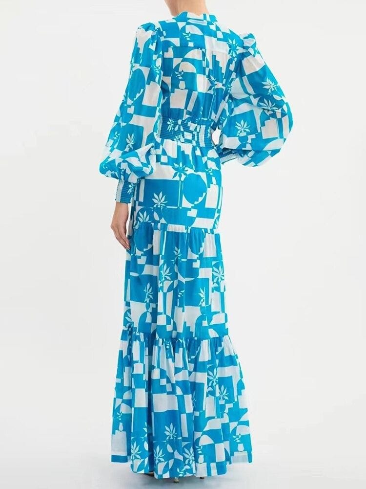 BOHEMIAN THE LABEL Ane Long Sleeve Print Gown Maxi Dress