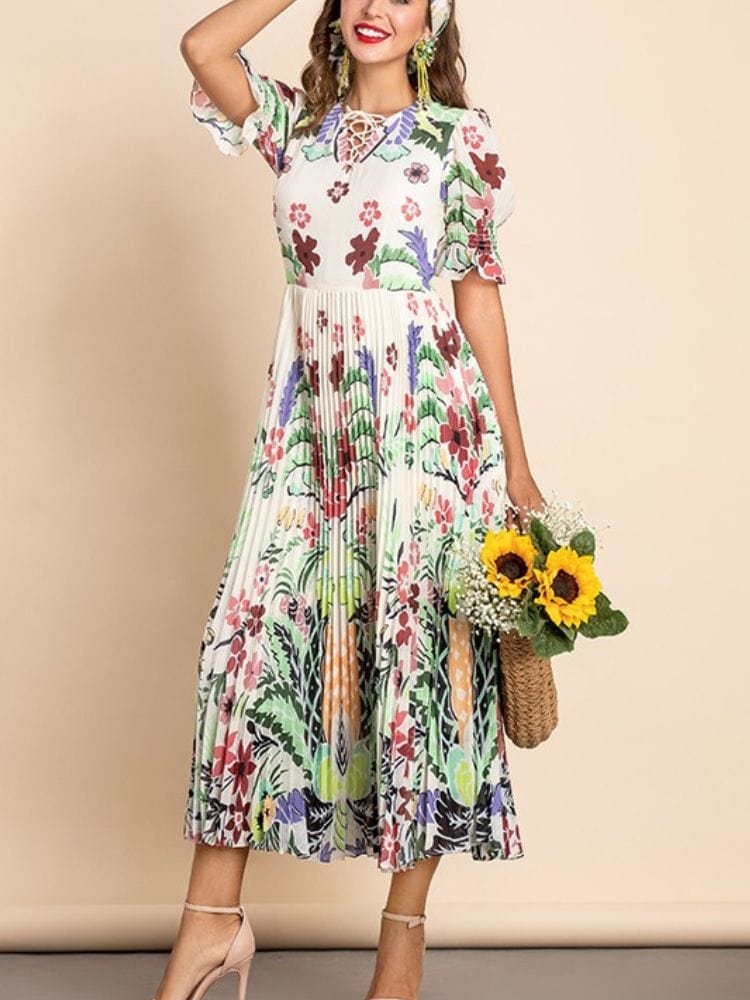 BOHEMIAN THE LABEL  Bay Short Sleeve Floral Midi Dress