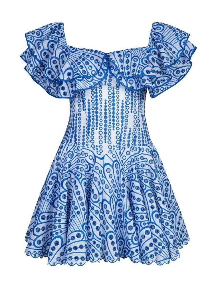 BOHEMIAN THE LABEL BLUE PRINT / S Nicole Print Mini Dress