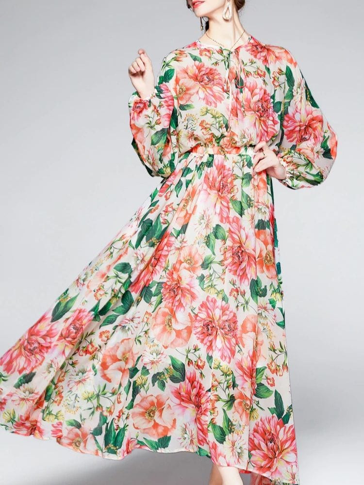 BOHEMIAN THE LABEL  Celene Long Sleeve Floral Gown Dress