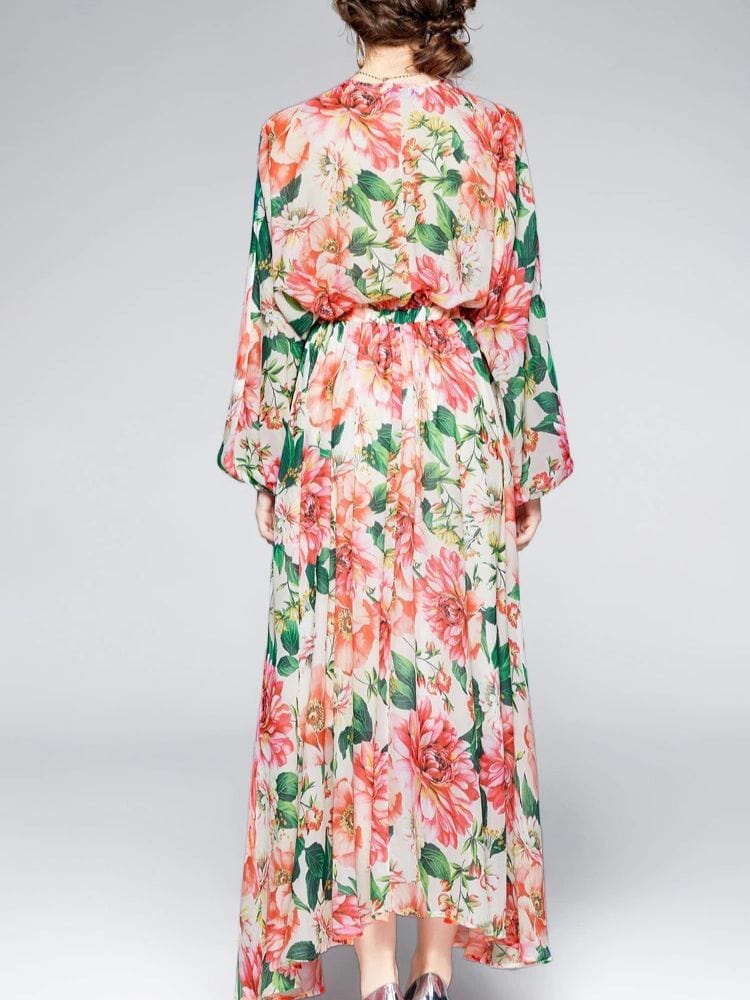 BOHEMIAN THE LABEL  Celene Long Sleeve Floral Gown Dress