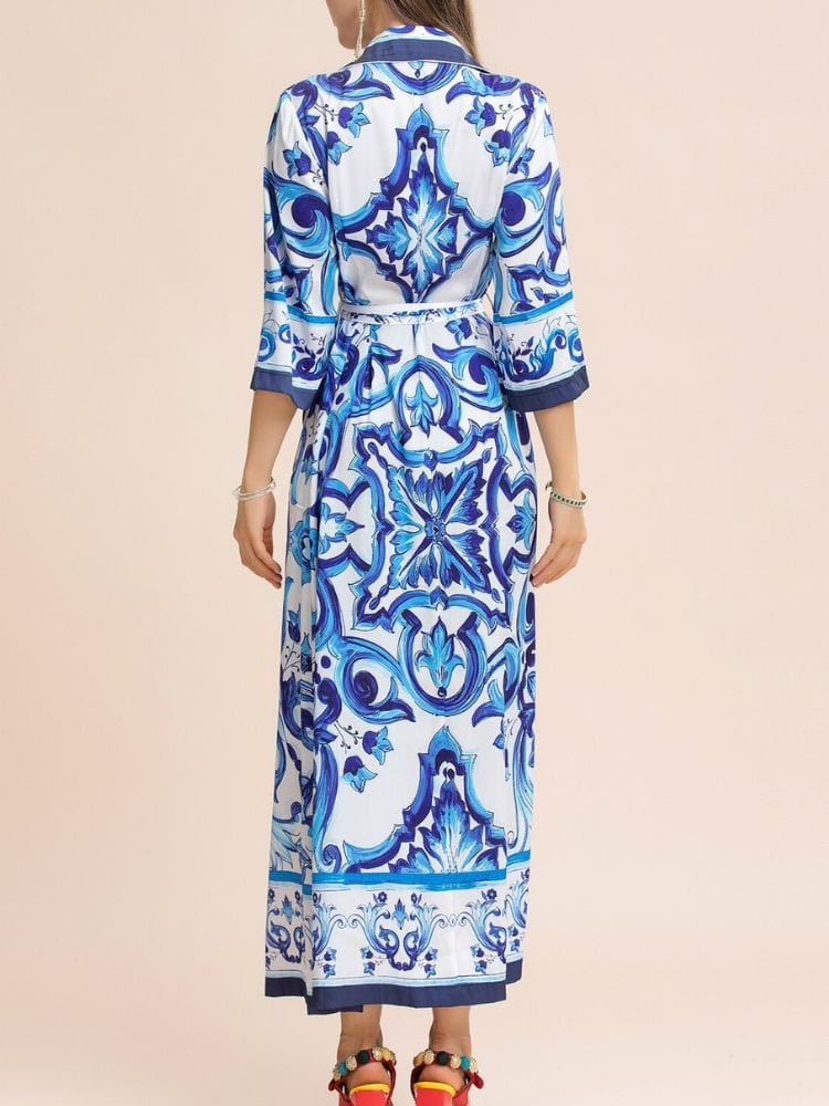 BOHEMIAN THE LABEL  Chloe Short Sleeve Shirt Print Midi Dress