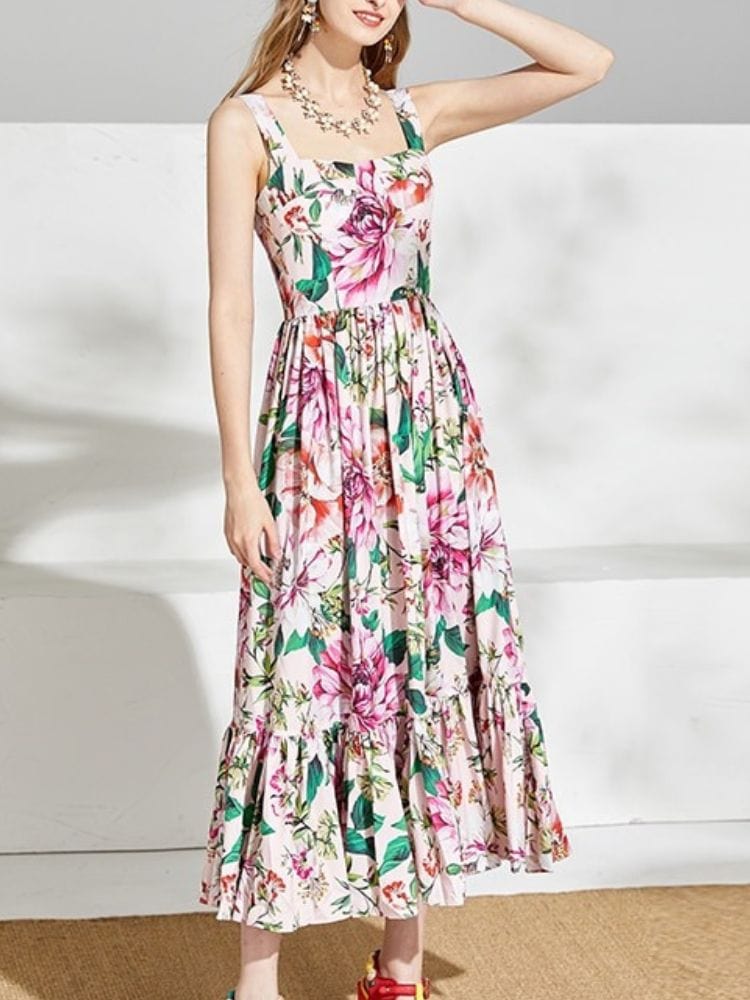 BOHEMIAN THE LABEL  Dani Corset Floral Midi Dress