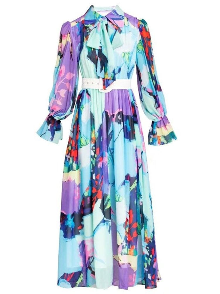 BOHEMIAN THE LABEL  Isla Bow Tie Long Sleeve Gown Dress