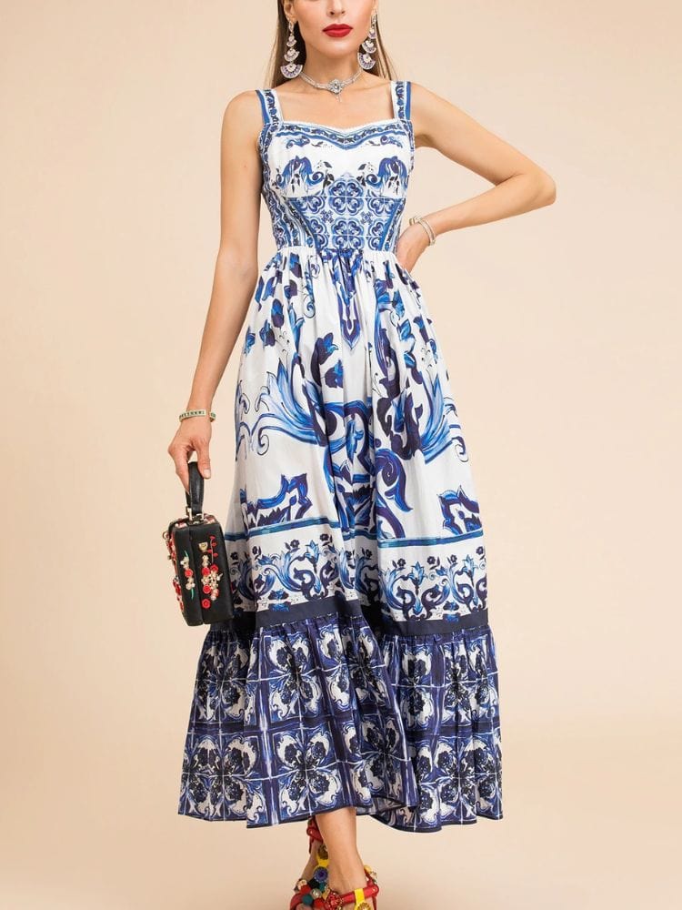 BOHEMIAN THE LABEL  Kim Corset Print Midi Dress