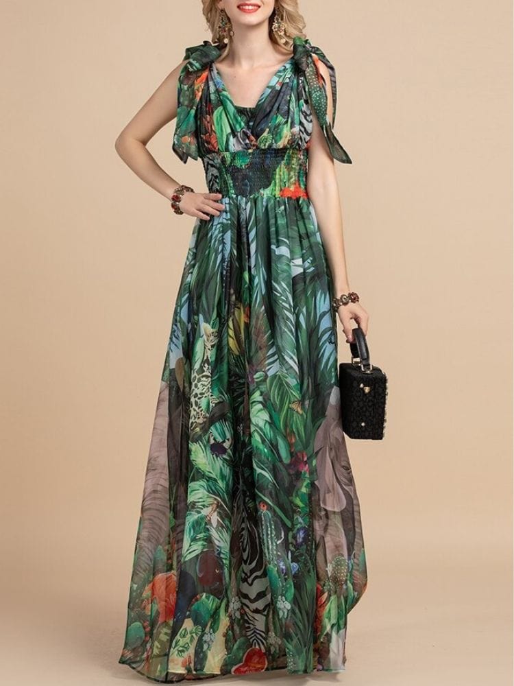 BOHEMIAN THE LABEL  Lyn V Neck Floral Gown Dress