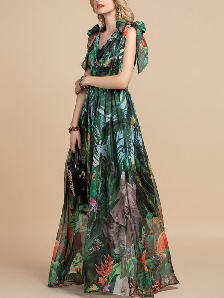 BOHEMIAN THE LABEL  Lyn V Neck Floral Gown Dress