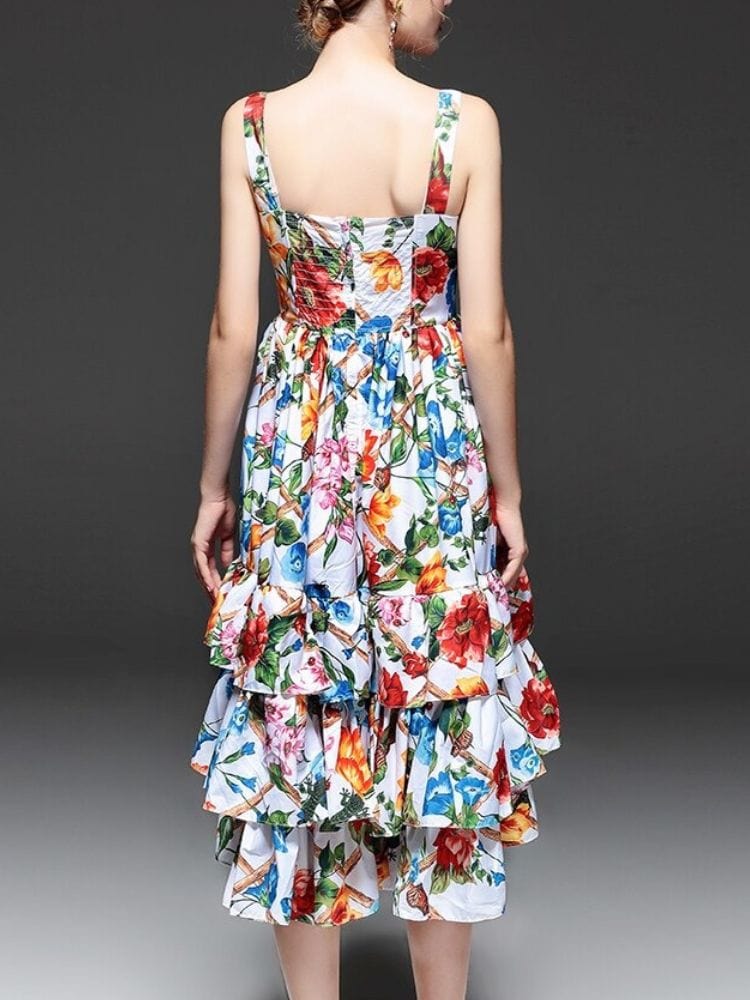 BOHEMIAN THE LABEL  Mia Corset Floral Print Midi Dress