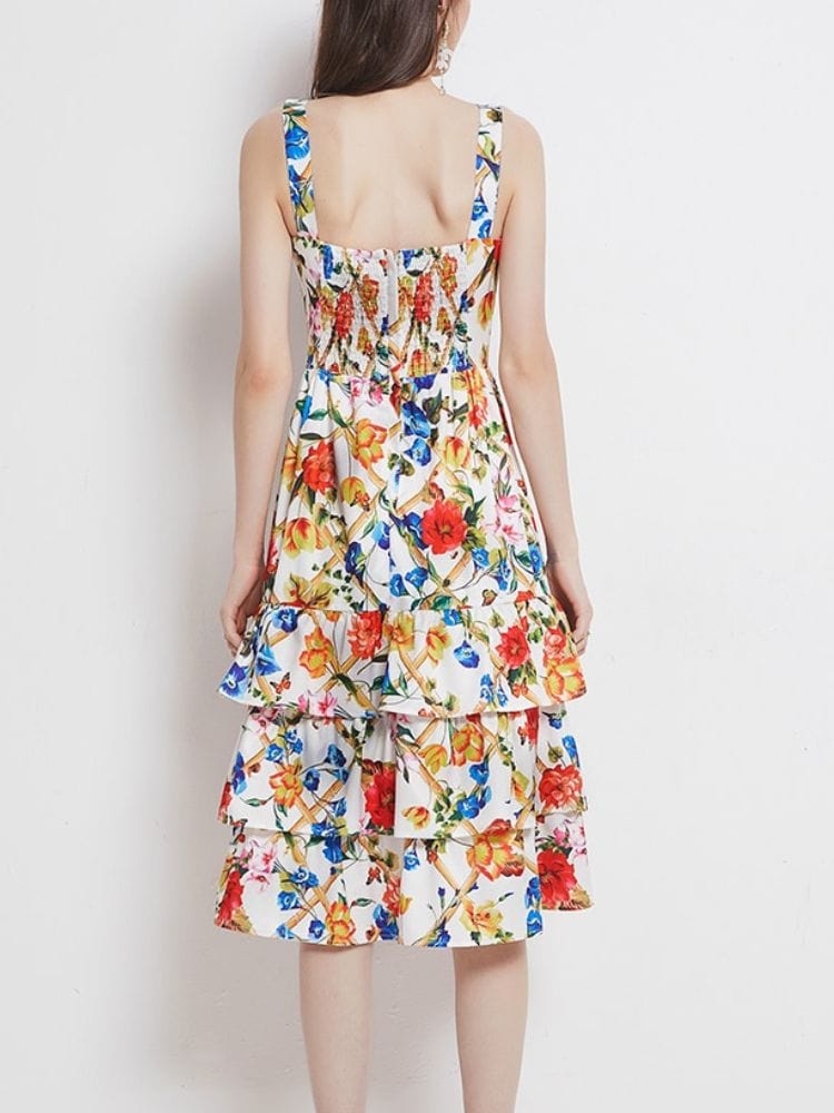 BOHEMIAN THE LABEL  Mia Corset Floral Print Midi Dress