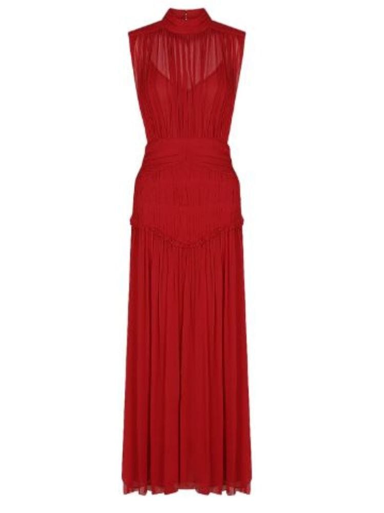 BOHEMIAN THE LABEL  RED PRINT / S Nicola Sleeveless Midi Dress